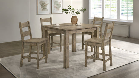 Cardova Square Counter Height Dining Table & Set - 5pcs- Counter Table + 4 Counter Chairs