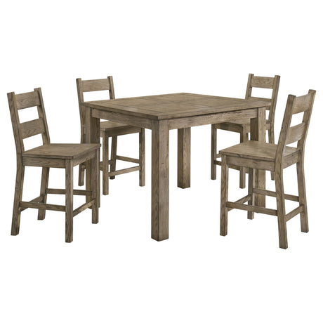 Cardova Square Counter Height Dining Table & Set - Rustic Vineyard Oak with Ladder-Back Chairs – view 14