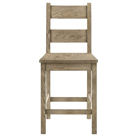 Cardova Square Counter Height Dining Table & Set - Rustic Vineyard Oak with Ladder-Back Chairs – view 20
