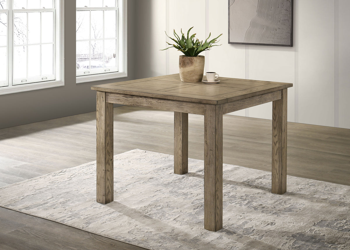 Cardova Square Counter Height Dining Table & Set - Rustic Vineyard Oak with Ladder-Back Chairs – view 1