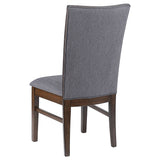 Sherwood 72" Reeded Dining Table & Sets - Stone Top on Brown Rubberwood Base with Grey Upholstered Chairs – view 18