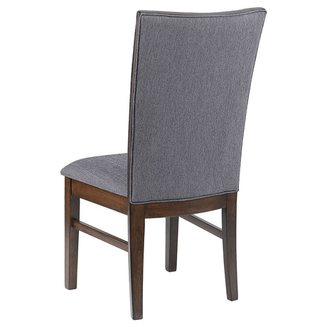 Sherwood 72" Reeded Dining Table & Sets - Stone Top on Brown Rubberwood Base with Grey Upholstered Chairs – view 18