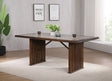 Sherwood 72" Reeded Dining Table & Sets - Stone Top on Brown Rubberwood Base with Grey Upholstered Chairs – view 1