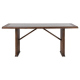 Sherwood 72" Reeded Dining Table & Sets - Stone Top on Brown Rubberwood Base with Grey Upholstered Chairs – view 6