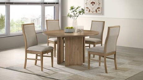 Adina Round Pedestal or Extension Dining Table & Sets - 5pcs- Round Table + 4 Side Chairs