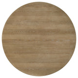 Adina Round Pedestal or Extension Dining Table & Sets - Reeded Base in Distressed Light Brown with Barley Chairs – view 18