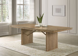 Adina Round Pedestal or Extension Dining Table & Sets - Reeded Base in Distressed Light Brown with Barley Chairs - lifestyle
