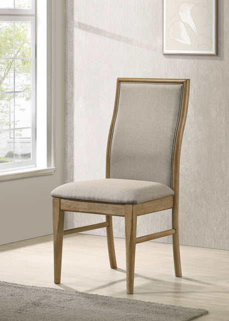 Adina Round Pedestal or Extension Dining Table & Sets - Reeded Base in Distressed Light Brown with Barley Chairs - lifestyle