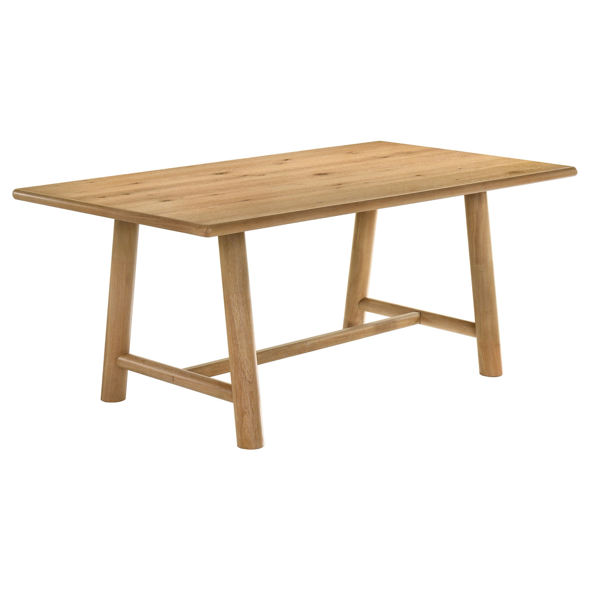 Duncan 71" Trestle Dining Table & 7-Piece Set - Washed Oak with Oatmeal Boucle Ladder-Back Chairs – view 15