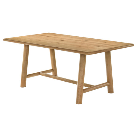 Duncan 71" Trestle Dining Table & 7-Piece Set - Washed Oak with Oatmeal Boucle Ladder-Back Chairs – view 7