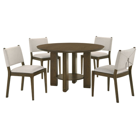Ottowa Dining Collection - 47" Round Table with Shelf or 71" Rectangular Table & Upholstered Chairs in Brown – view 13