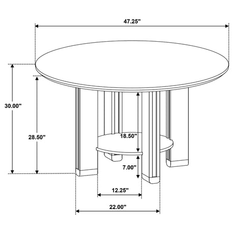 Ottowa Dining Collection - 47" Round Table with Shelf or 71" Rectangular Table & Upholstered Chairs in Brown – view 11