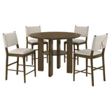 Ottowa 47" Round Counter Height Table & 5-Piece Set - Brown Oak with Tan Upholstered Counter Chairs – view 12