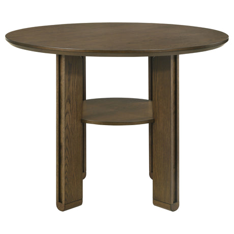 Ottowa 47" Round Counter Height Table & 5-Piece Set - Brown Oak with Tan Upholstered Counter Chairs – view 14