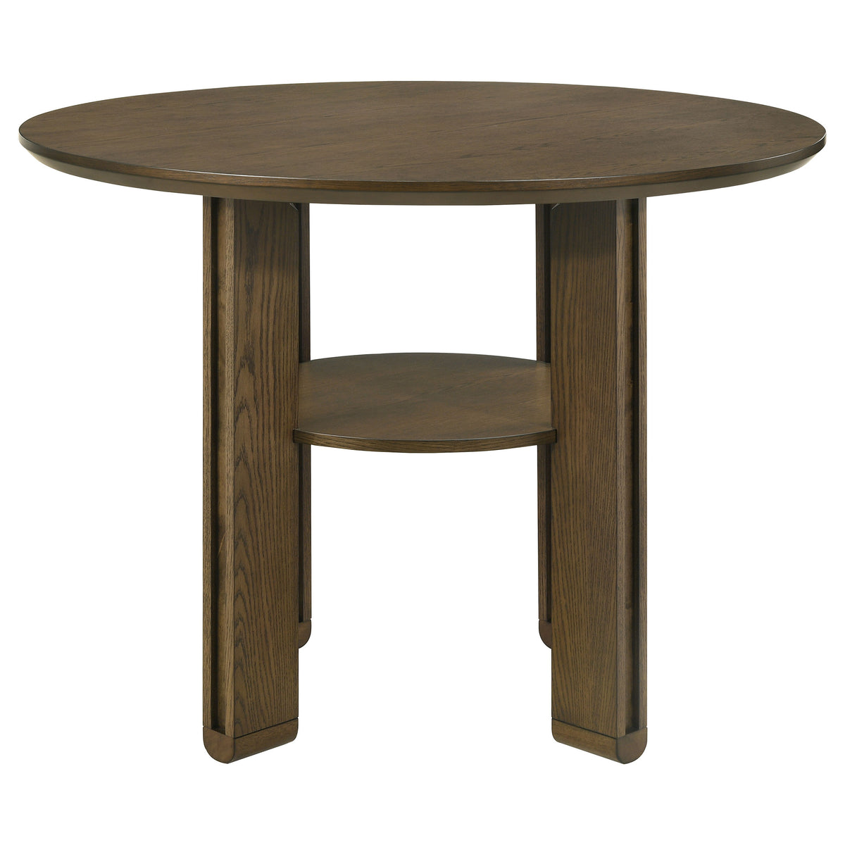 Ottowa 47" Round Counter Height Table & 5-Piece Set - Brown Oak with Tan Upholstered Counter Chairs – view 6