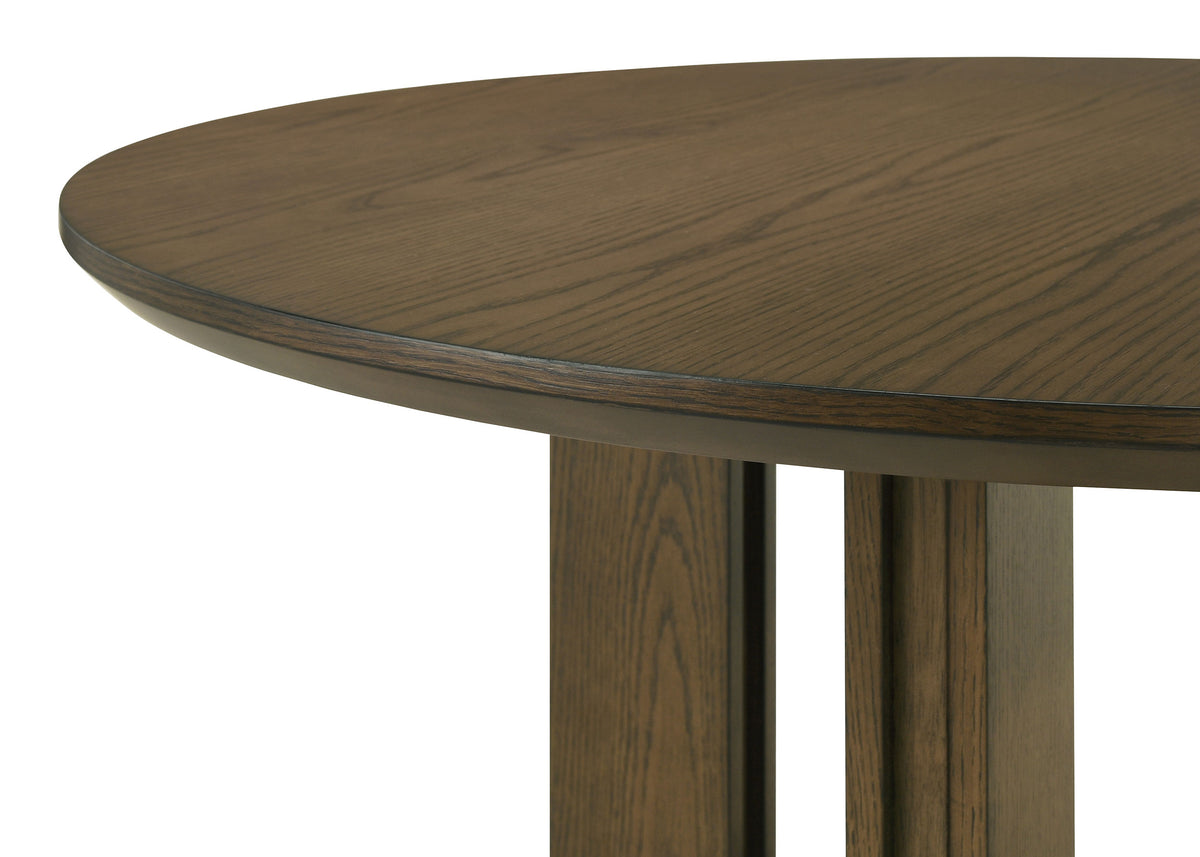 Ottowa 47" Round Counter Height Table & 5-Piece Set - Brown Oak with Tan Upholstered Counter Chairs – view 8