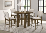 Ottowa 47" Round Counter Height Table & 5-Piece Set - Brown Oak with Tan Upholstered Counter Chairs – view 11