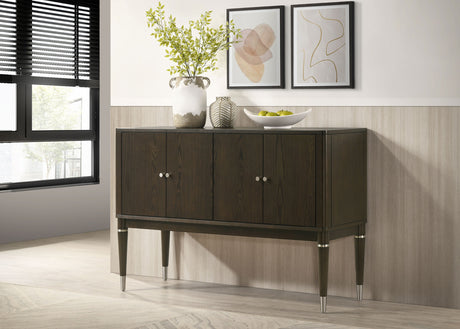 Reseda Extension Dining Table & Sets - Ash Brown with Beige Upholstered Chairs & 4-Door Sideboard - lifestyle
