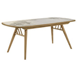 Croyden 73" Dining Table & 7-Piece Set - Ceramic Marble-Look Inlay Top with Grey Upholstered Chairs in Weathered Natural – view 15
