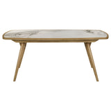 Croyden 73" Dining Table & 7-Piece Set - Ceramic Marble-Look Inlay Top with Grey Upholstered Chairs in Weathered Natural – view 5