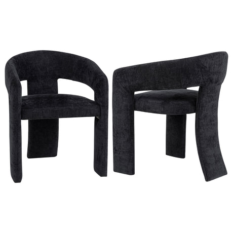 Carlow Sculptural Upholstered Dining Arm Chairs - Set of 2 Arm Chairs - Black