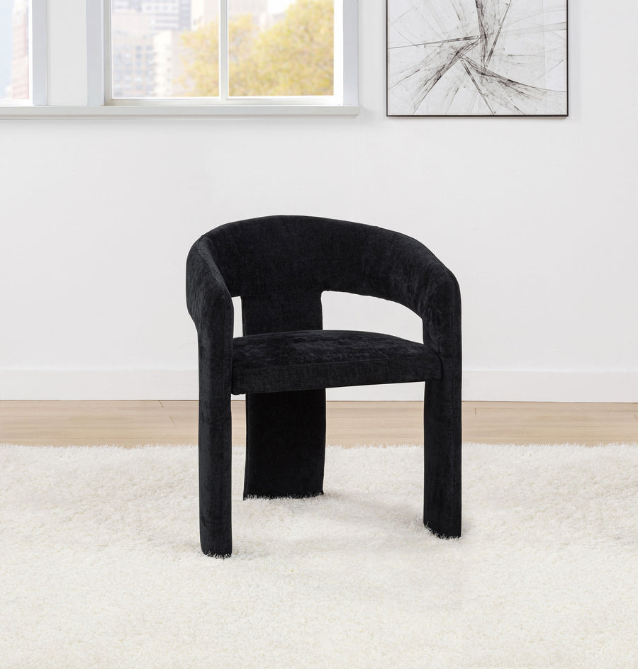 Carlow Sculptural Upholstered Dining Arm Chairs - Wraparound Back in Black or White, Set of 2