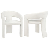 Carlow Sculptural Upholstered Dining Arm Chairs - Set of 2 Arm Chairs - White