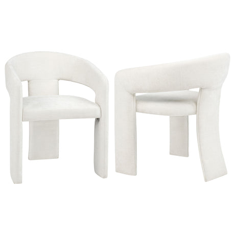 Carlow Sculptural Upholstered Dining Arm Chairs - Set of 2 Arm Chairs - White