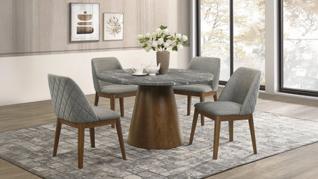 Franklin 50" Round Pedestal Dining Table & Set - 5pcs- Table + 4 Side Chairs