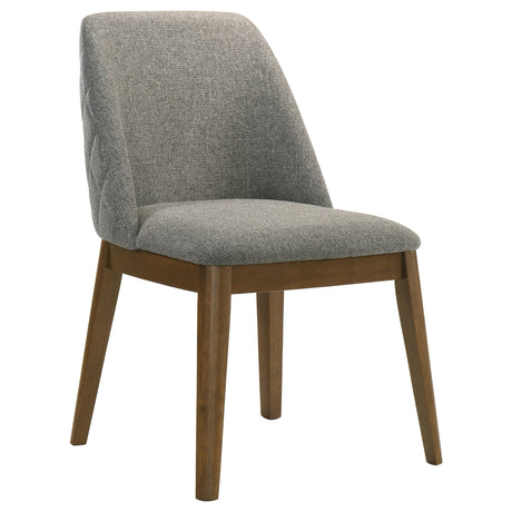 Franklin 50" Round Pedestal Dining Table & Set - Grey Stone-Look Top with Upholstered Side Chairs – view 18