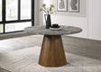Franklin 50" Round Pedestal Dining Table & Set - Grey Stone-Look Top with Upholstered Side Chairs – view 1