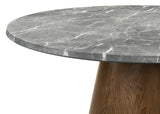 Franklin 50" Round Pedestal Dining Table & Set - Grey Stone-Look Top with Upholstered Side Chairs – view 6