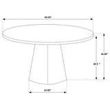 Franklin 50" Round Pedestal Dining Table & Set - Grey Stone-Look Top with Upholstered Side Chairs – view 11
