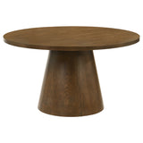 Benford 54" Round Pedestal Dining Table & 5-Piece Set - Mid-Century Dark Brown with Curved-Back Chairs – view 13