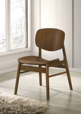Benford 54" Round Pedestal Dining Table & 5-Piece Set - Mid-Century Dark Brown with Curved-Back Chairs - lifestyle
