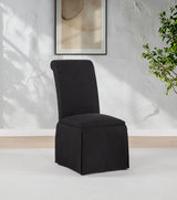 Shawna Skirted Parson Dining Chairs (Set of 2) - Tall Rolled-Top Back in Black or White Fabric – view 1
