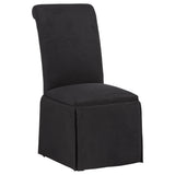 Shawna Skirted Parson Dining Chairs (Set of 2) - Tall Rolled-Top Back in Black or White Fabric – view 4