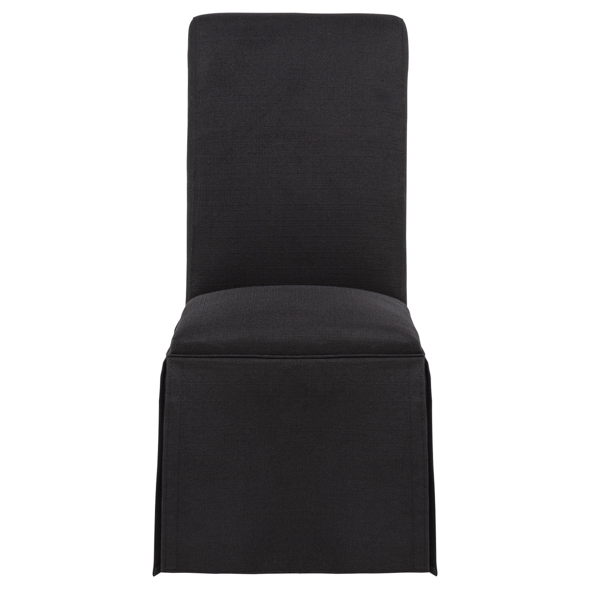 Shawna Skirted Parson Dining Chairs (Set of 2) - Tall Rolled-Top Back in Black or White Fabric – view 5
