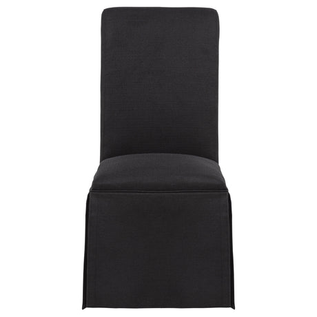 Shawna Skirted Parson Dining Chairs (Set of 2) - Tall Rolled-Top Back in Black or White Fabric – view 5