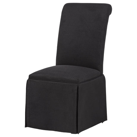 Shawna Skirted Parson Dining Chairs (Set of 2) - Tall Rolled-Top Back in Black or White Fabric – view 6