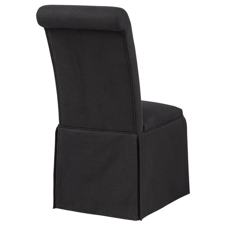 Shawna Skirted Parson Dining Chairs (Set of 2) - Tall Rolled-Top Back in Black or White Fabric – view 8