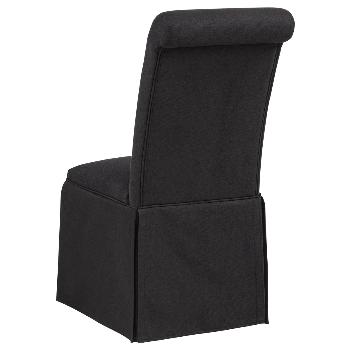 Shawna Skirted Parson Dining Chairs (Set of 2) - Tall Rolled-Top Back in Black or White Fabric – view 10