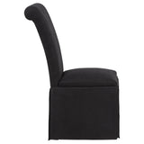 Shawna Skirted Parson Dining Chairs (Set of 2) - Tall Rolled-Top Back in Black or White Fabric – view 11