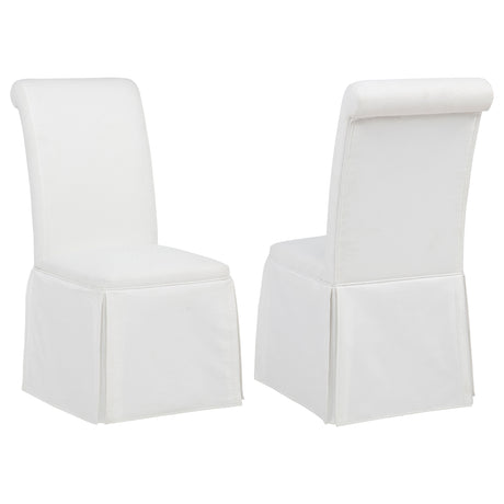 Shawna Skirted Parson Dining Chairs (Set of 2) - White, Set of 2 Side Chairs