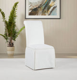 Shawna Skirted Parson Dining Chairs (Set of 2) - Tall Rolled-Top Back in Black or White Fabric – view 13