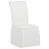 Shawna Skirted Parson Dining Chairs (Set of 2) - Tall Rolled-Top Back in Black or White Fabric – view 14