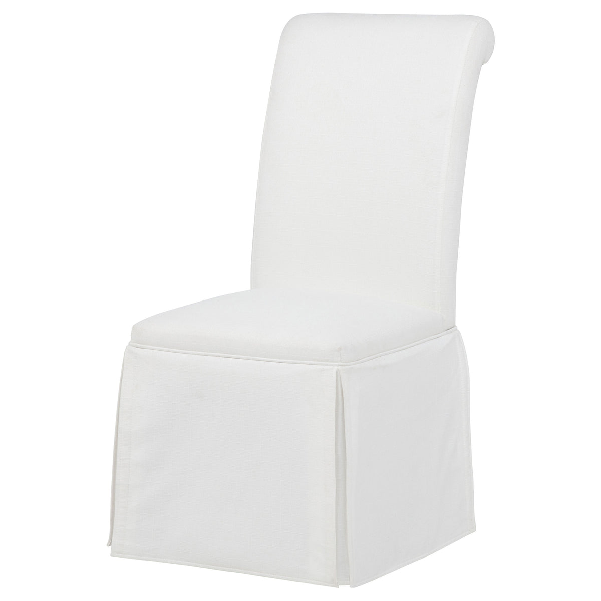 Shawna Skirted Parson Dining Chairs (Set of 2) - Tall Rolled-Top Back in Black or White Fabric – view 16