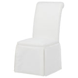 Shawna Skirted Parson Dining Chairs (Set of 2) - Tall Rolled-Top Back in Black or White Fabric – view 16