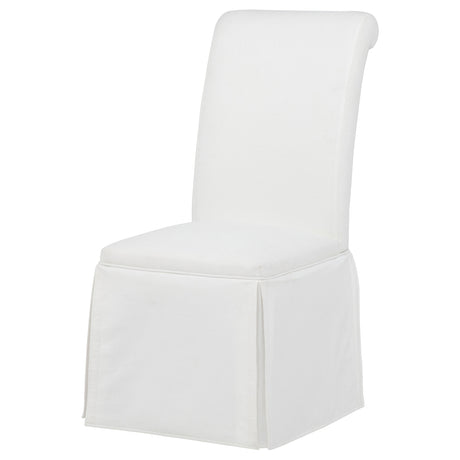 Shawna Skirted Parson Dining Chairs (Set of 2) - Tall Rolled-Top Back in Black or White Fabric – view 16