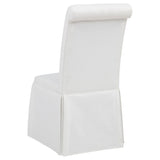 Shawna Skirted Parson Dining Chairs (Set of 2) - Tall Rolled-Top Back in Black or White Fabric – view 20